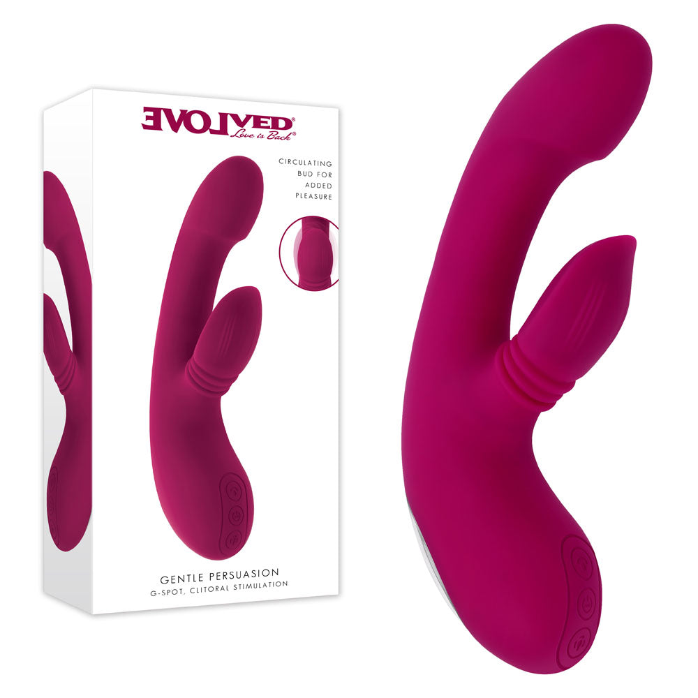 Evolved GENTLE PERSUASION USB Rechargeable Rabbit Vibrator Pink 20cm Evolved