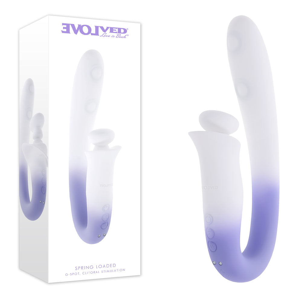 Evolved SPRING LOADED USB Rechargeable Multi Tapping Vibrator White / Purple 23 cm Evolved