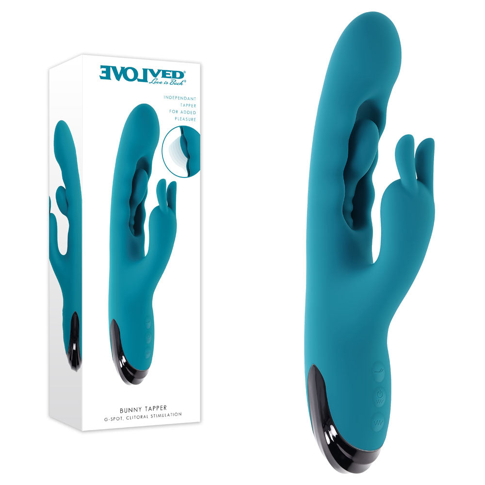 Evolved BUNNY TAPPER USB Rechargeable Rabbit Vibrator Blue 20cm