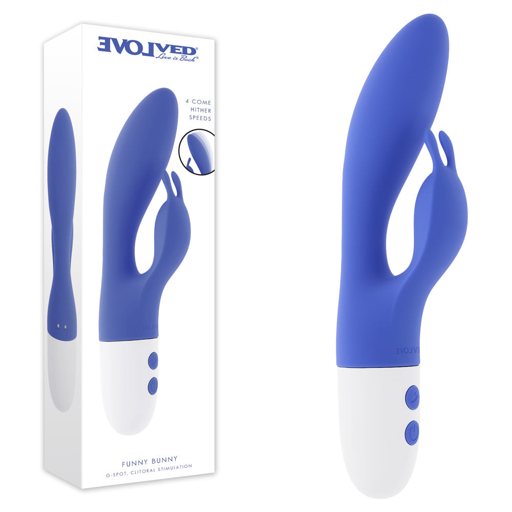 Evolved FUNNY BUNNY USB Rechargeable Rabbit Vibrator Blue 20 cm Evolved