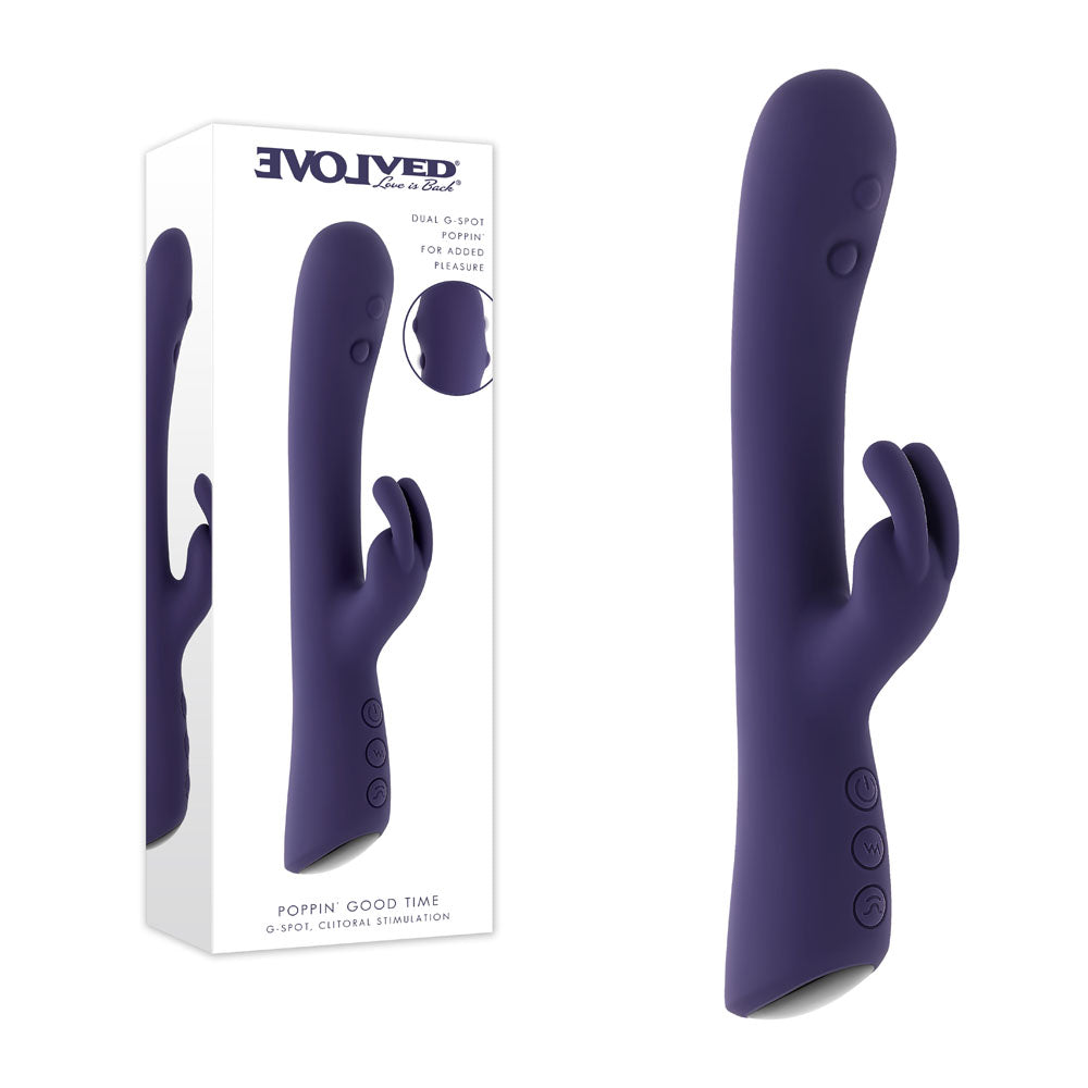 Evolved POPPIN GOOD TIME USB Rechargeable Rabbit Vibrator Purple 20 cm Evolved