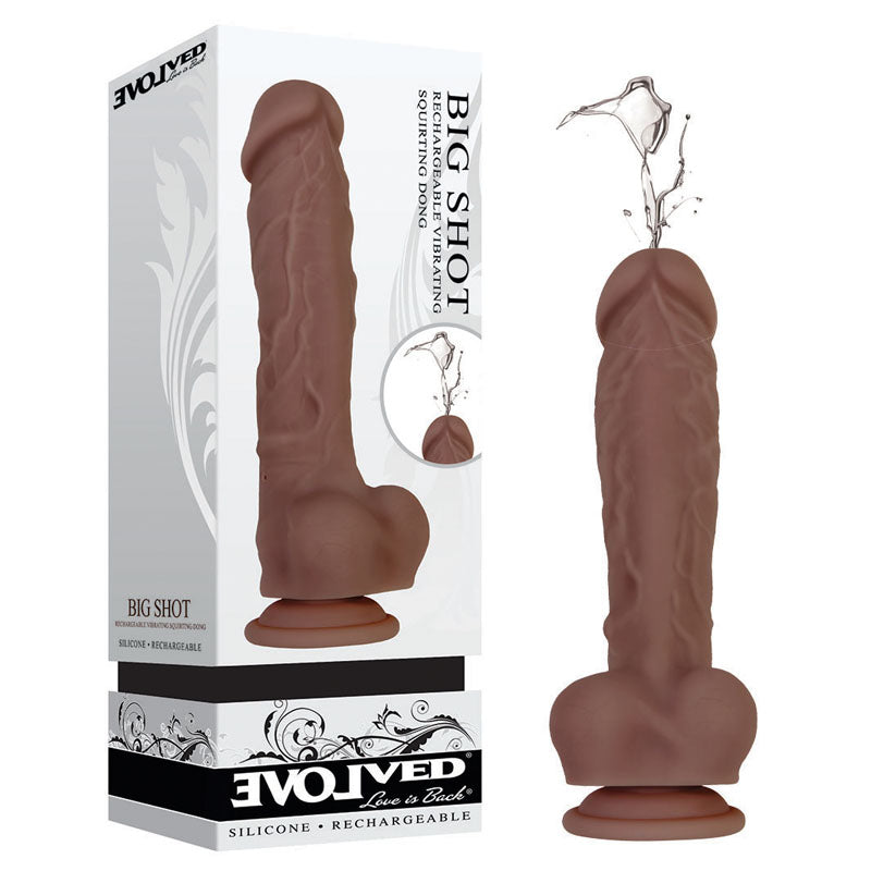 Evolved Big Shot USB Rechargeable Squirting Dong 8 Inch Brown