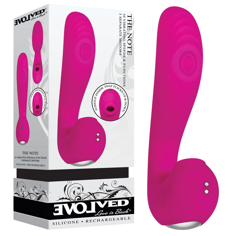 Evolved The Note USB Rechargeable Vibrator With Flicking Clit Stim 16.3cm