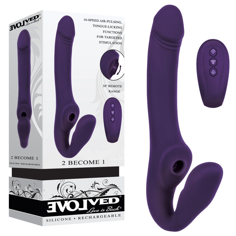 Evolved 2 BECOME 1 - Purple 23.5 cm USB Rechargeable Strapless Strap-On with Remote Evolved