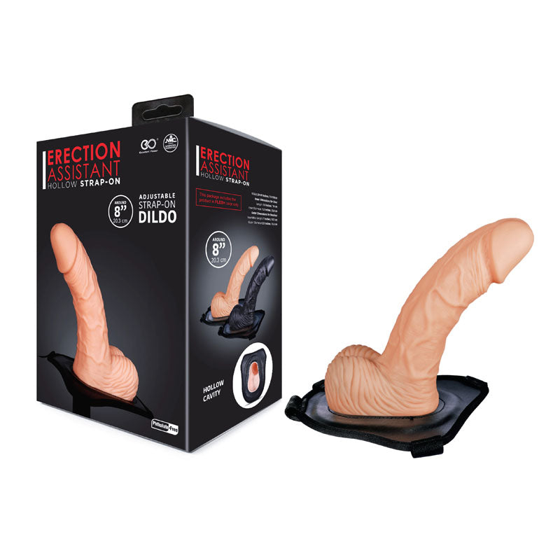 ERECTION ASSISTANT Hollow Strap On With Realistic Dildo 8 Inch Flesh ERECTION ASSISTANT
