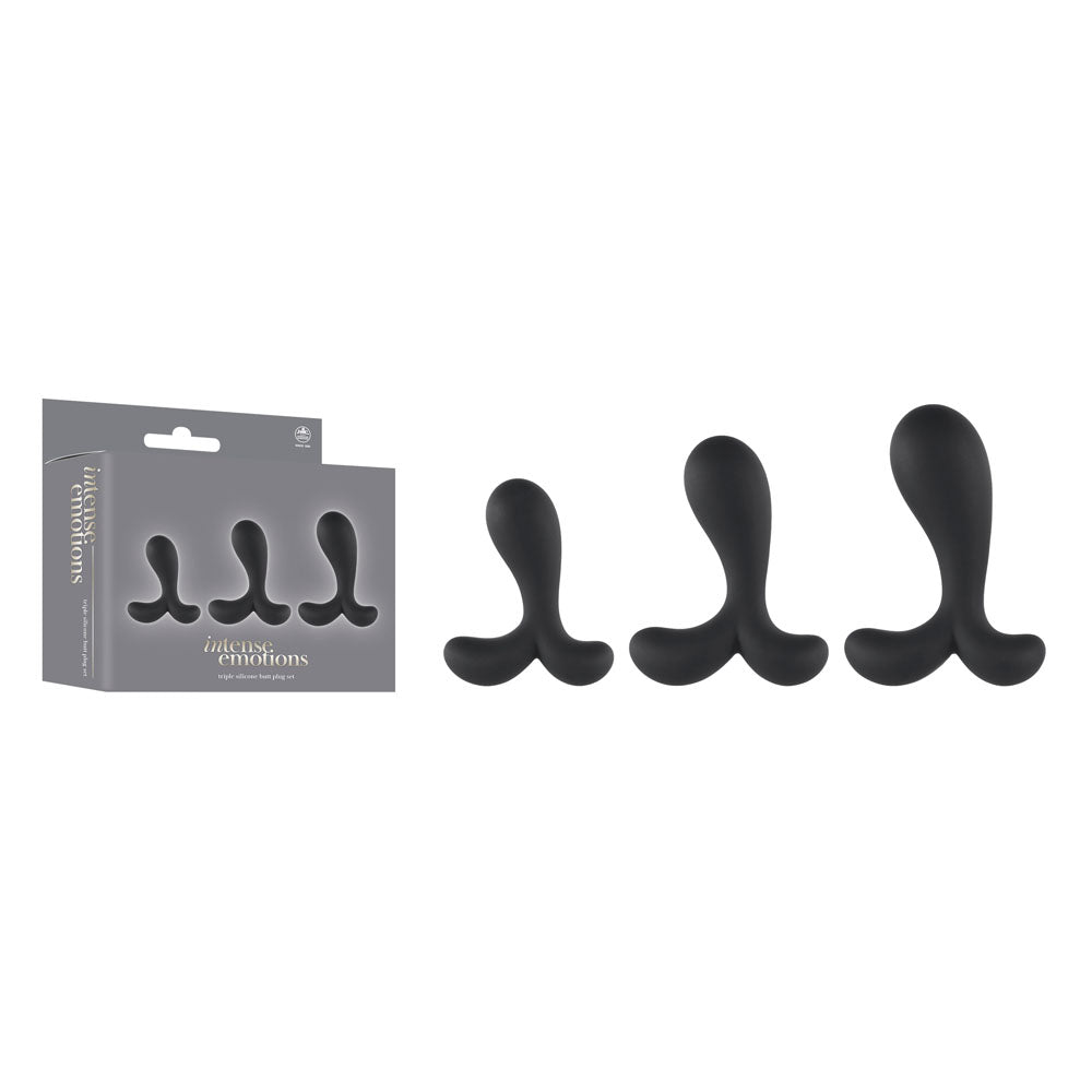 Excellent Power Intense Emotions Butt Plugs Set Of 3 Sizes Black Excellent Power