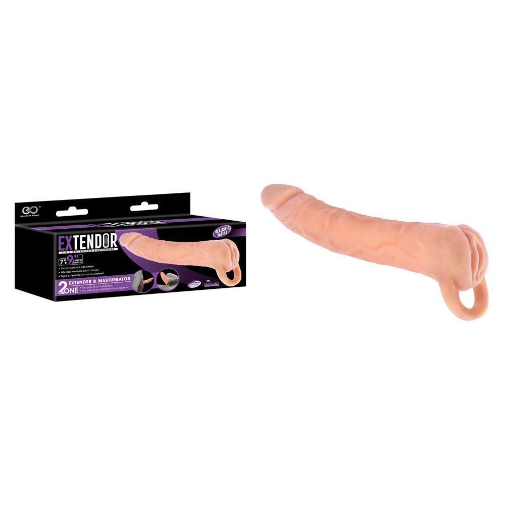 Excellent Power Extendor 2 In 1 Penis Extender & Masturbator Penis Extension Sleeve with Vagina Opening 9 Inch Excellent Power