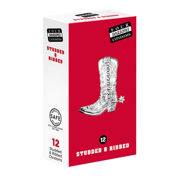 Four Seasons Studs & Ribs Condoms Studded & Ribbed Lubricated Condoms 12 Pack Four Seasons Main image