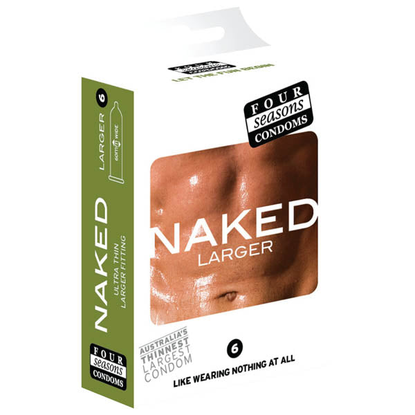 Four Seasons Naked Larger Fitting Lubricated Condoms 6 Pack