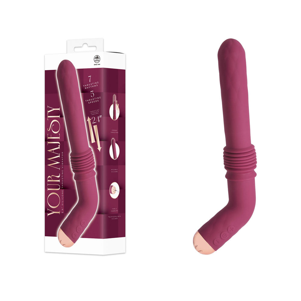 Excellent Power Your Majesty USB C Rechargeable Thrusting Vibrator Maroon Main image