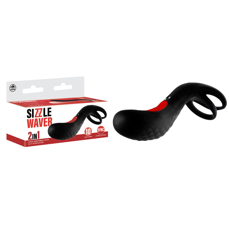Excellent Power Sizzle Waver USB Rechargeable Vibrating Cock Ring Black