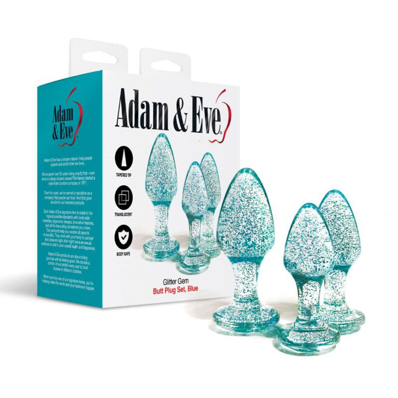 Adam & Eve Glitter Gem Butt Plugs Set Of 3 Sizes