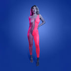 Fantasy Lingerie GLOW Hyperdrive Bodystocking Glow In Dark Pink One Size Fantasy Lingerie