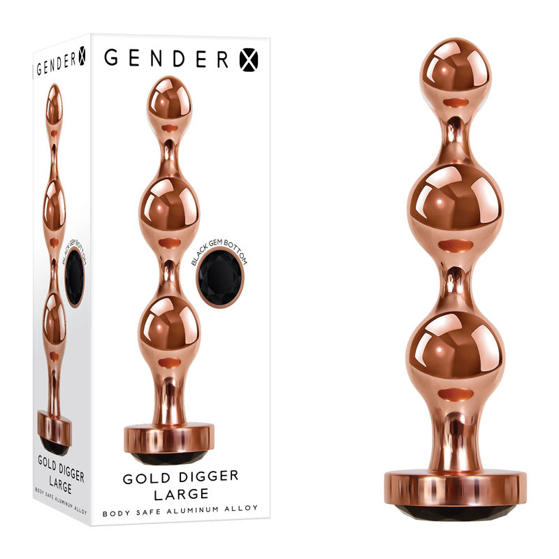 Gender X GOLD DIGGER Butt Plug With Black Gem Base Large Gender X