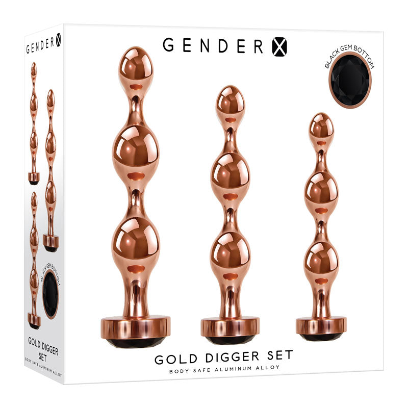 Gender X GOLD DIGGER SET Metallic Butt Plugs Set Of 3 Sizes
