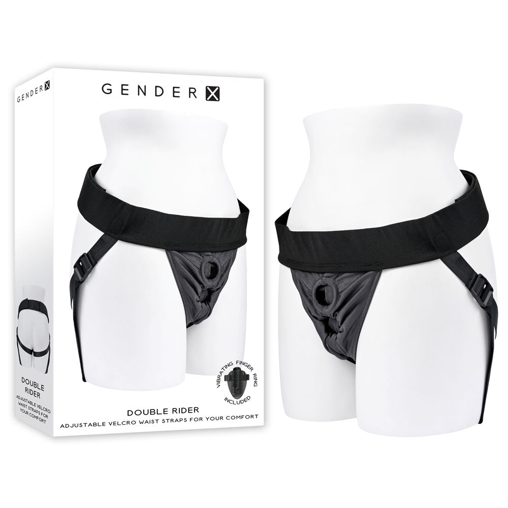 Gender X DOUBLE RIDER - Black Adjustable Strap-On Harness (No Probe Included) Gender X