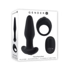 Gender X TEAMWORK USB Rechargeable Rimming Butt Plug & Vibrating Cock Ring Black Gender X