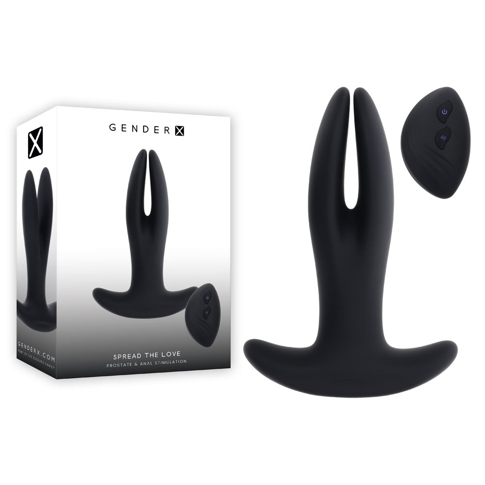 Gender X SPREAD THE LOVE  USB Rechargeable Stretching Anal Plug With Wireless Remote Black Gender X