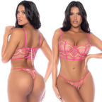 Mapale Candy Crush Lace Up Bra & Thong 2 Piece Mapale