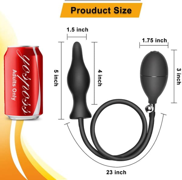 Elosung Classic Inflatable Silicone Butt Plug Large Black Secondary image