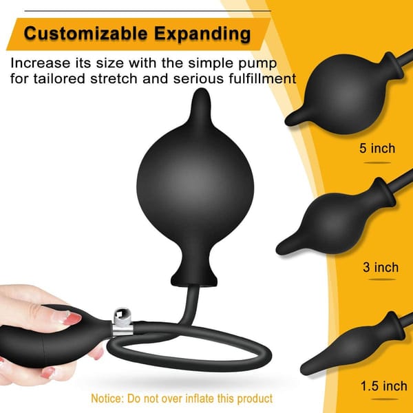 Elosung Classic Inflatable Silicone Butt Plug Large Black Elosung