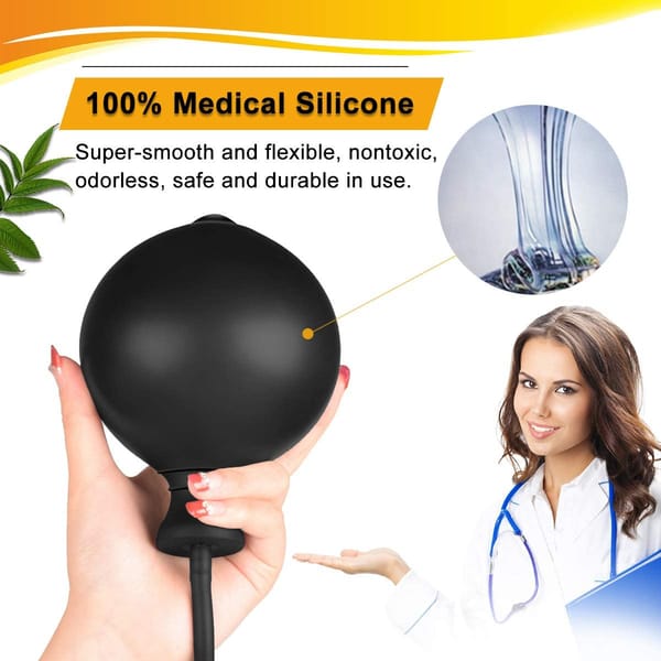 Elosung Classic Inflatable Silicone Butt Plug Large Black Elosung