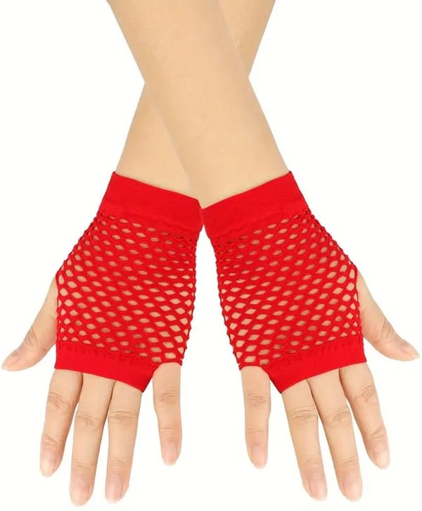 Fishnet Half Finger Costume Gloves Neon Green LOVVA