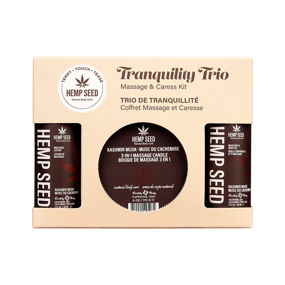 Earthly Body Hemp Seed Tranquility Trio Scented Massage & Caress Kit 3 Piece Kit Earthly Body