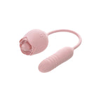 Adam & Eve THRUST & TICKLE USB Rechargeable Flickering Rose Vibrator With Thrusting Bullet Adam & Eve