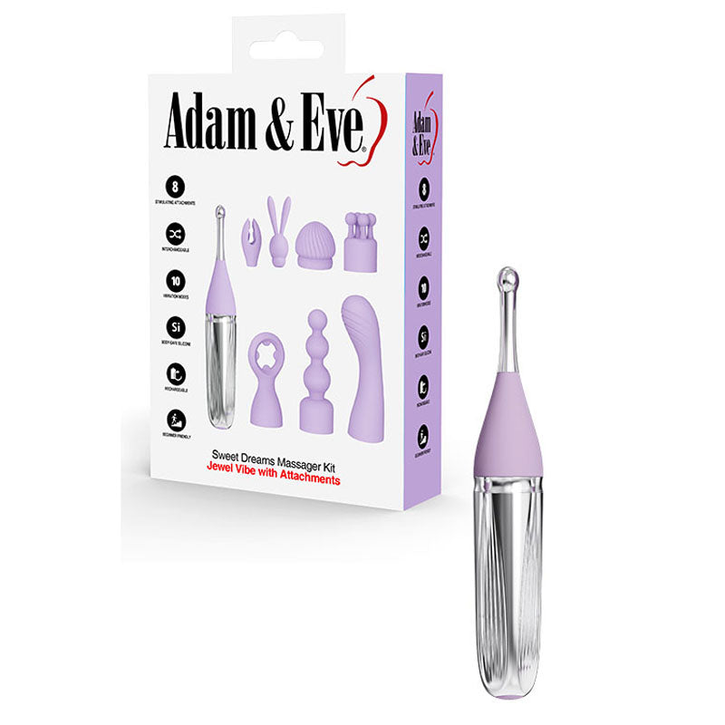 Adam & Eve SWEET DREAMS MASSAGER KIT USB Rechargeable Point Stimulator With 8 Interchangeable Tips