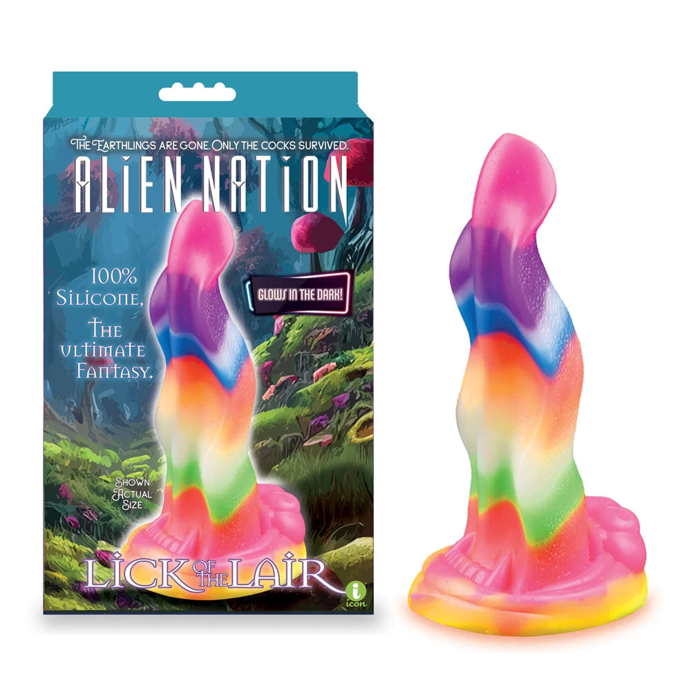 Icon Brands Alien Nation Lick Of The Lair Glow In Dark Fantasy Dong 17.8cm Rainbow Icon Brands