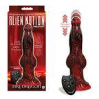 Icon Brands Alien Nation Fire Dragon USB Rechargeable Thrusting Fantasy Dong With Remote 22.9cm Red / Black Icon Brands