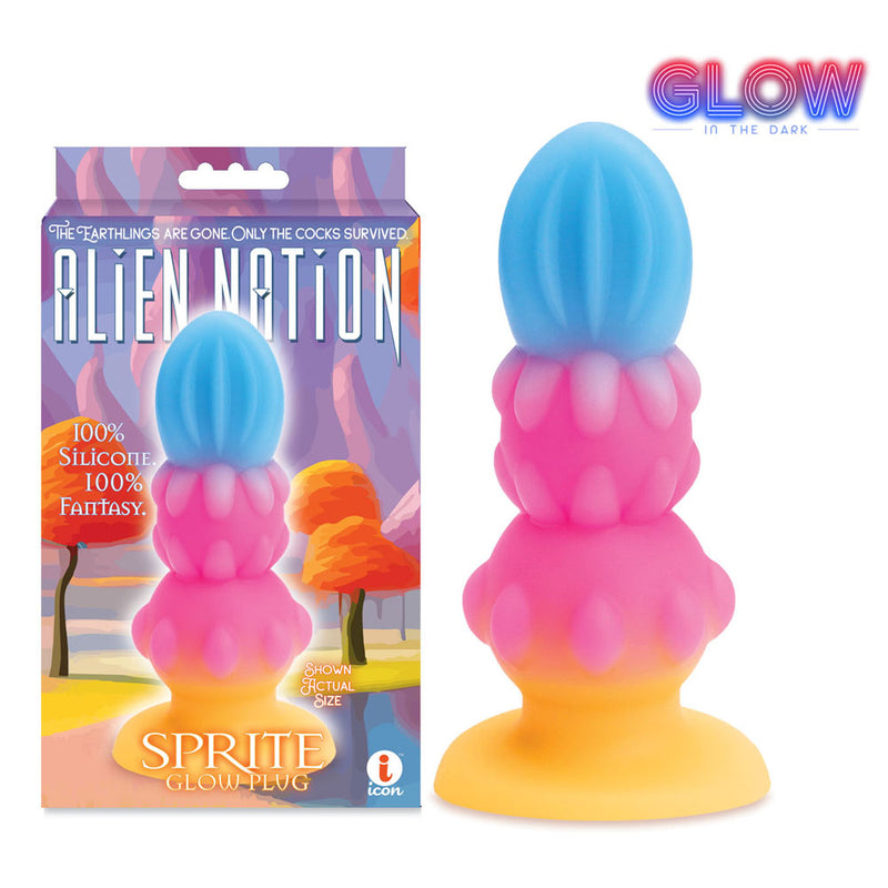 Icon Brands Alien Nation Sprite Glow in Dark Coloured Fantasy Anal Plug