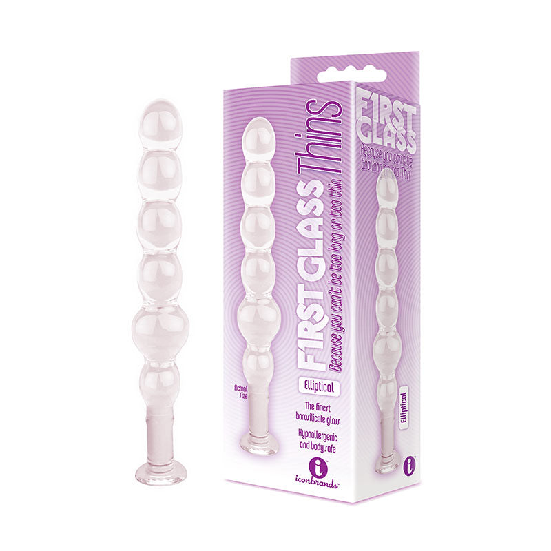 Icon Brands The 9s Glass First Thins Elliptical Glass Anal Beads 17.8cm