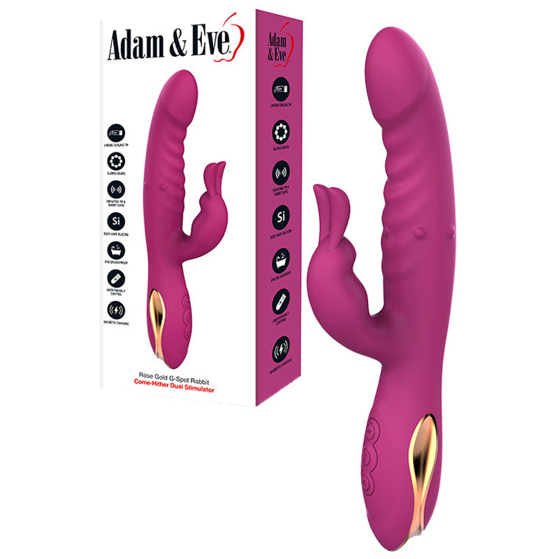 Adam & Eve ROSE GOLD G SPOT RABBIT USB Rechargeable Rabbit Vibrator With Flicking Tip 22.5cm