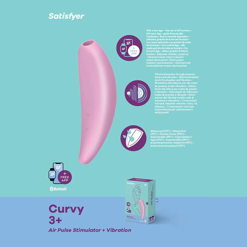 Satisfyer Curvy 3+ App Contolled Touch Free USB Rechargeable Clitoral Stimulator With Vibration
