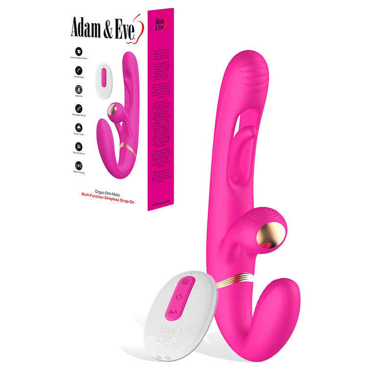 Adam & Eve ORGAZ-OHH-MATIC - Pink 23.5 cm USB Rechargeable Strapless Strap-On with Remote Adam & Eve
