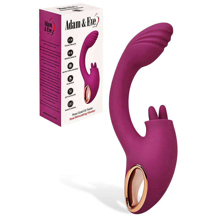 Adam & Eve ROSE GOLD CLIT TICKLER USB Rechargeable Rabbit Vibrator