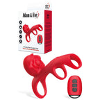Adam & Eve VIBRATING ROSE COUPLES CAGE USB Rechargeable Vibrating Penis Cage With Wireless Remote Red Adam & Eve