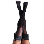 Kixies KEILA Fringe Sheer Thigh Highs Black Kixies