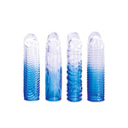 Adam & Eve SAPPHIRE Clear Penis Sleeve Set Set Of 4 Blue Adam & Eve