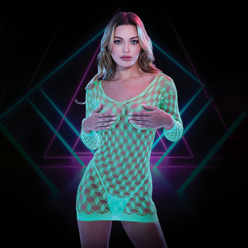 Xgen Products LAPDANCE Glow In The Dark Mini Dress One Size Green