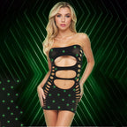 XGEN Products LAPDANCE Midnight Diamond Cutout Mini Dress One Size Black Glow In The Dark Pattern XGEN Products