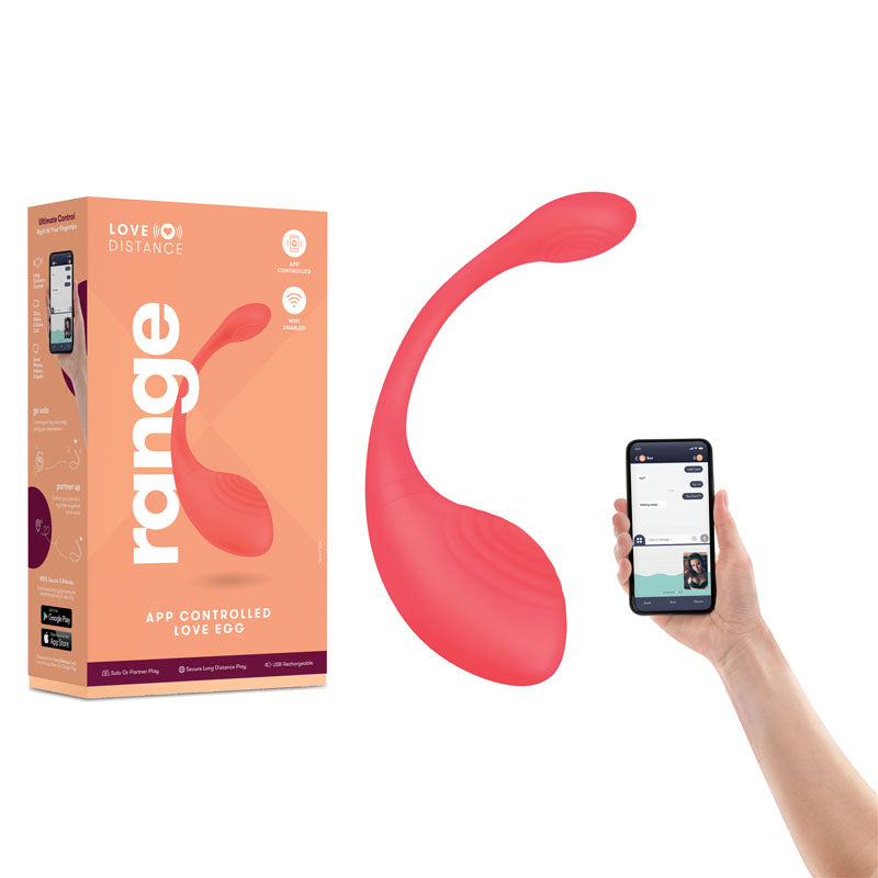 Love Distance RANGE Rechargeable Love Egg With App Contol Coral