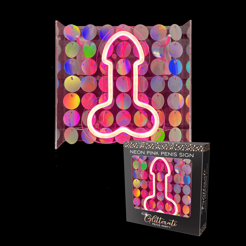 Little Genie Glitterati Neon Pink Penis Sign Little Genie Main image
