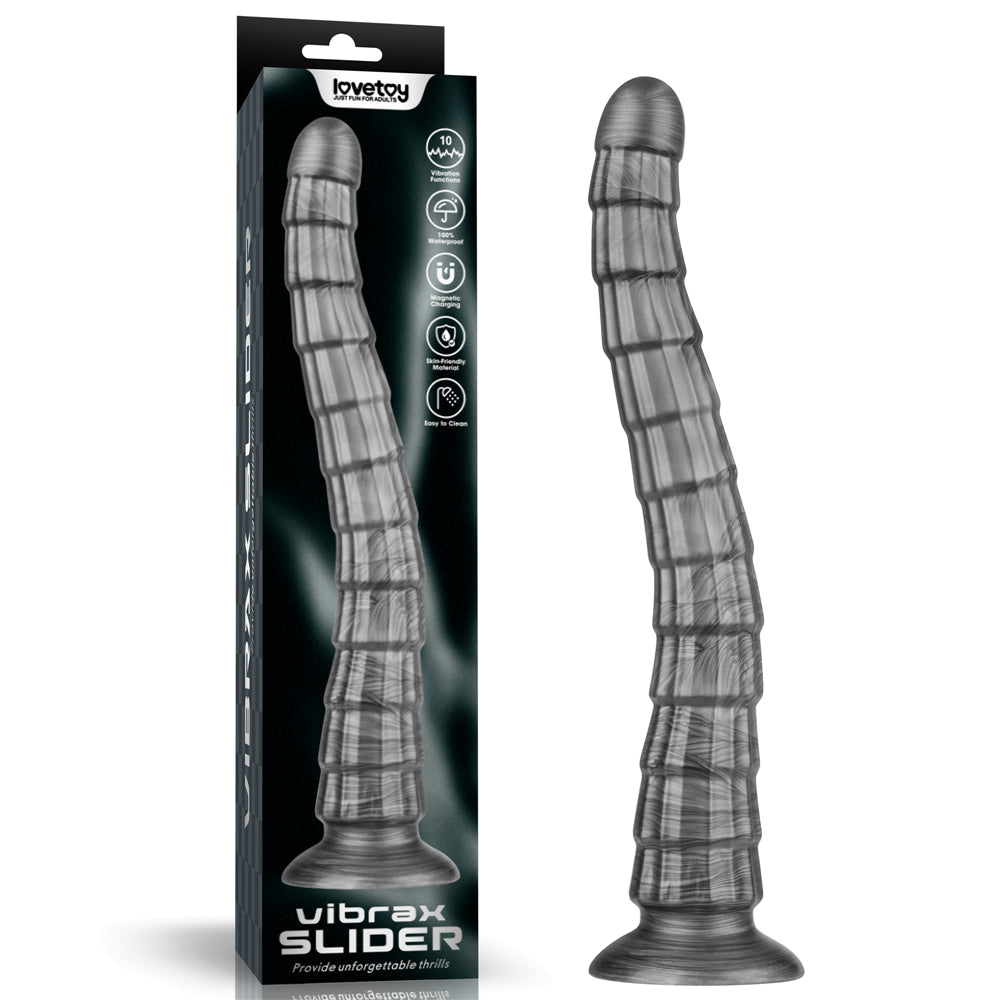 Lovetoy King Sized Vibrating Vibrax Slider USB Rechargeable Vibrating Dildo Grey Lovetoy