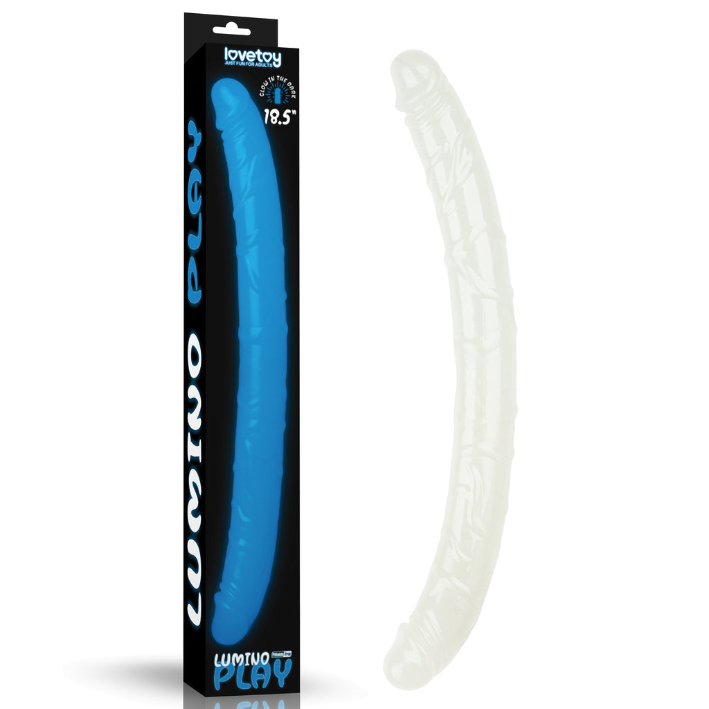 Lovetoy Lumino Play Glow In The Dark Double Dildo 18.5 Inch Blue Lovetoy