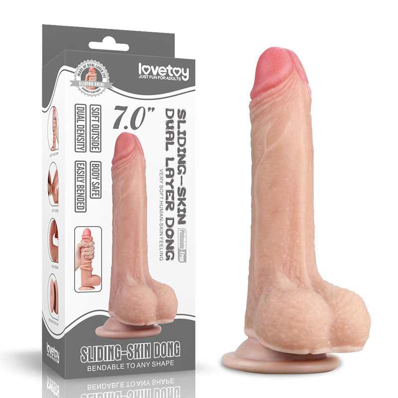Lovetoy Sliding Skin Dual Layer Dong With Flexible Skin Flesh Lovetoy
