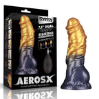 Lovetoy Aerosx Dual Density Inflatable Inflatable Fantasy Dildo 7.5 Inch Gold / Blue Lovetoy