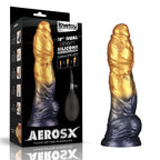 Lovetoy Aerosx Dual Density Inflatable Inflatable Fantasy Dildo 10 Inch Gold / Blue Lovetoy